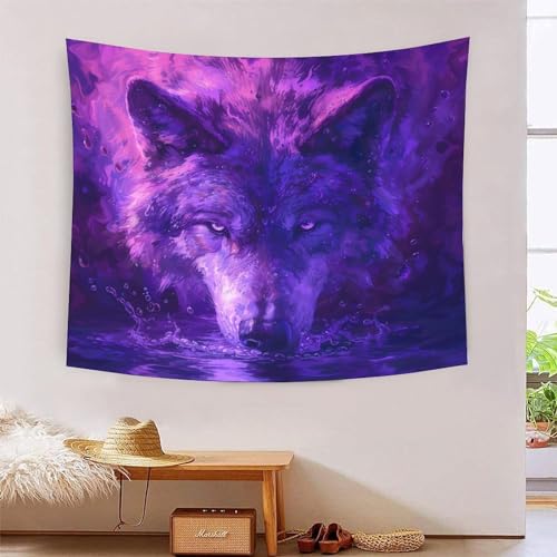 EKZLQJWPN 3D Druck Wolf Wandteppiche Poster Ornament Wandbehang Wandteppich Wanddeko Wandbehang Für Wohnzimmer Schlafzimmer Wohnheim Dekor Tapisseries 180cmx230cm von EKZLQJWPN