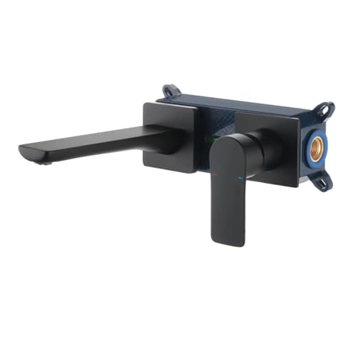 Badewannenarmatur Eingebetteter Badezimmerhahn aus schwarzem Messing mit einfachem Design zur Wandmontage, Heiß- und Kaltwasser-Waschtischmischer zwei Löchern(Matte Black 02) von EKalgretrA