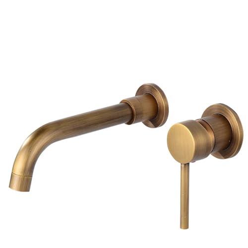 Badewannenarmatur Waschbecken Wasserhahn Bad Mischbatterie Wand Messing Matt Schwarz Mit Einzel Griff Heiß Kalt Wasser Weiß Rose Gold Set(Color4) von EKalgretrA