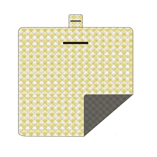 EKalgretrA Outdoor Picknickdecke Faltbare wasserdichte Campingmatte Strand Picknick Pad Decke Faltbare Outdoor-Klapp-Schlafmatte(Yellow White Gird) von EKalgretrA