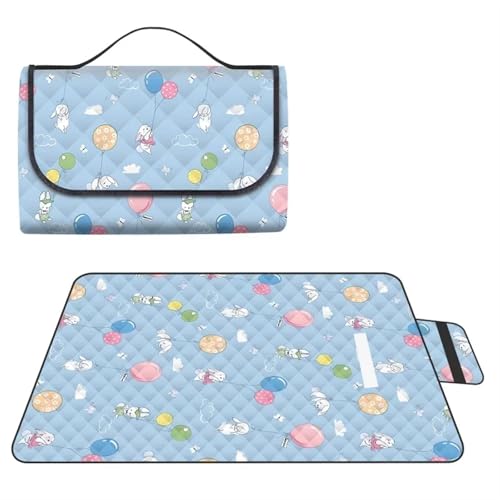 EKalgretrA Outdoor Picknickdecke Verdickte wasserdichte Picknick-Stranddecke Camping-Bodenmatte(Balloon Rabbit,200x200CM) von EKalgretrA