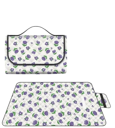 EKalgretrA Outdoor Picknickdecke Verdickte wasserdichte Picknick-Stranddecke Camping-Bodenmatte(Purple Tulips,150x200CM) von EKalgretrA