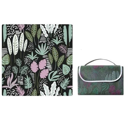 EKalgretrA Outdoor Picknickdecke wasserdichte tragbare Camping Picknick Stranddecke Plaid Wandern Reise Faltbare Isomatte(Green Plants,150X130cm) von EKalgretrA
