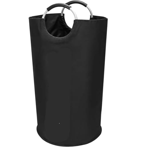 Faltbare Wäschekörbe 90L großer Wäschekorb, zusammenklappbarer Wäschesack, freistehender hoher Wäschekorb, faltbarer Waschbehälter, schwarz von EKalgretrA