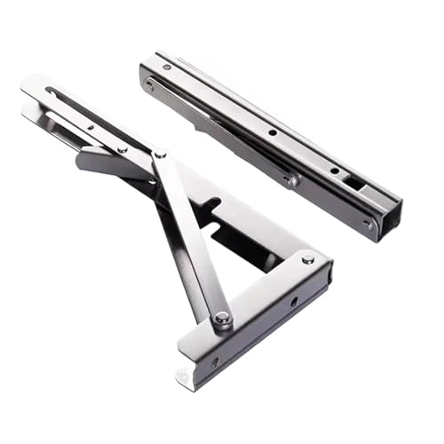 Klappkonsole Schwerlast 2 Stück Dreieck-Klappwinkel-Regalhalterung, zusammenklappbare Regalhalterung for Tisch, Werkbank, Wandmontage(2pc stainless 16inch) von EKalgretrA