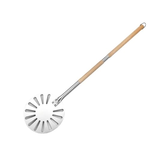 Runder Pizzaschäler aus Gelochtem Aluminium 9-Zoll-Dreh-Pizzaschaufel, perforiertes rundes Pizzapaddel aus Edelstahl mit abnehmbarem Holzgriff, Pizza-Werkzeug for den Ofen for Backen(Two handle) von EKalgretrA