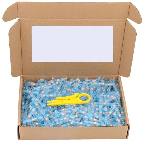 Schrumpfverbind Set 100~5000 STÜCKE Terminals Schrumpf Lötmuffe Isolierte Elektrische Stoßverbinder Wasserdichte Drahtverbinder(Blue AWG 16-14,200PCS) von EKalgretrA