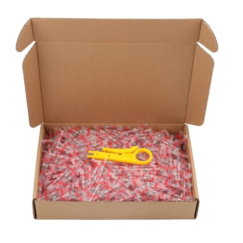 Schrumpfverbind Set 100~5000 STÜCKE Terminals Schrumpf Lötmuffe Isolierte Elektrische Stoßverbinder Wasserdichte Drahtverbinder(Red AWG 22-18,2000PCS) von EKalgretrA