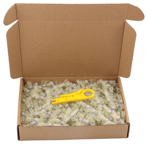 Schrumpfverbind Set 100~5000 STÜCKE Terminals Schrumpf Lötmuffe Isolierte Elektrische Stoßverbinder Wasserdichte Drahtverbinder(Yellow AWG 12-10,100 PCS) von EKalgretrA