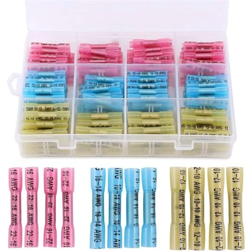 Schrumpfverbind Set 200 stücke Gauge Schrumpfschlauch Wasserdichte Elektrische Isolierte Schnellverbinder Butt Crimp Terminals Anschlüsse von EKalgretrA