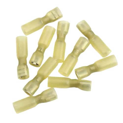 Schrumpfverbind Set 25PCS Schrumpf Crimp Terminals Kit Isolierte Butt Draht Stecker Elektrische Kabel Weibliche Docking Spaten Terminal(Yellow) von EKalgretrA