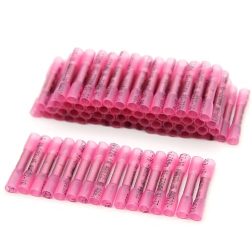 Schrumpfverbind Set 500 STÜCKE 22-16 AWG Schrumpfschlauch-Crimpverbinder Dichtungsstoßverbinder Elektrische Drahtverbinder Kit Sortiment Rot(200PCS) von EKalgretrA