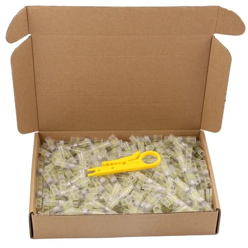 Schrumpfverbind Set Schrumpfverbinder Hülsenrohrklemmen Elektrische Stoßverbinder Drahtverbinder Löten Elektrisches Kabel(Yellow AWG 12-10,200pcs) von EKalgretrA
