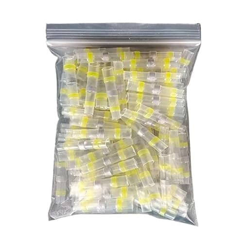 Schrumpfverbind Set Schrumpfverbinder Hülsenrohrklemmen Elektrischer Stoßverbinder Drahtverbinder Spleißlöt-isoliertes Kabel(Yellow,100PCS) von EKalgretrA