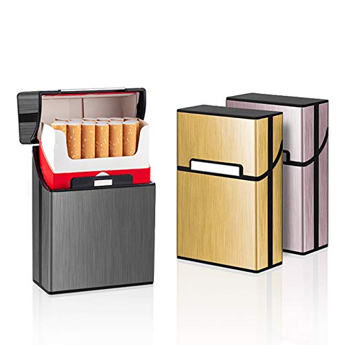 3 Stück Aluminium Zigarettenetui Zigarettenbox (Grau Rosa Gold) von EKdirect
