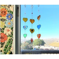 Glasmalerei Herz Suncatcher Handgefertigte Fensterdekoration Glasmalerei Herz Suncatcher Handgefertigte Fensterdekoration von EKmosaicStudio