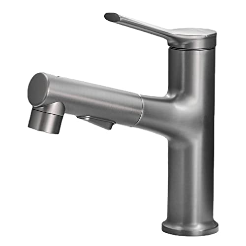 Ausziehbarer Waschtischhahn aus Messing, 3 Wasserauslassmodi, Mischbatterie for heiße und kalte Wasser, Einlochmontage mit einem Griff, Unterbaumontage auf der Arbeitsplatte(Gray) von EKsma