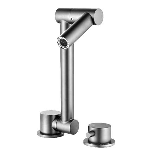 Klappbarer, versteckter Küchenhahn, Bar-Spülbeckenhahn aus Edelstahl 304, an Deck montierter Warm- und Kaltwasser-Küchenmischhahn mit separatem Schalter, 360°-Drehung(Brushed) von EKsma