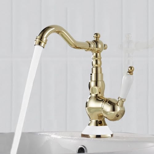Vintage Wasserhahn Waschbecken Wasserhahn Badezimmer Keramikgriff Heiß- und Kaltwasserkopf mit Zulaufrohr Vintage Wasserhahn Waschbecken Wasserhahn Badezimmer Keramikgriff Heiß- und Kaltwasserkopf mit Zulaufrohr von EKsma