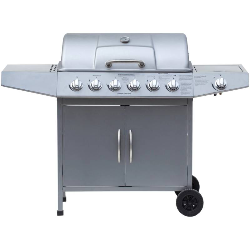 El Fuego Gasgrill Dayton 6-Brenner + Seitenbrenner Silber ca. 133 x 95 x 54 cm von EL FUEGO