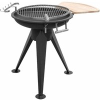 Kohlegrill mit Stahlstruktur und lateraler Tripode rund Holzoberteil von EL GAUCHO