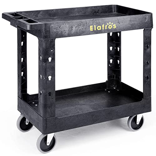 ELAFROS Robuster Kunststoff-Allzweckwagen, 86.3x43.2 cm, Arbeitskarren, Wannenaufbewahrung mit tiefen Regalen und voll schwenkbaren Rädern, Garage, Reinigung ELAFROS Robuster Kunststoff-Allzweckwagen, 86.3x43.2 cm, Arbeitskarren, Wannenaufbewahrung mit tiefen Regalen und voll schwenkbaren Rädern, Garage, Reinigung von ELAFROS