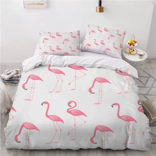 ELARCO Bettwäsche 135x200 3D Effekt Tier hypoallergen Bettbezüge Flamingo Bettwäsche Sets mit Reißverschluss 2 ZierKissenbezug 80x80 für Kinder Teenager Jungen Mädchen Erwachsene von ELARCO