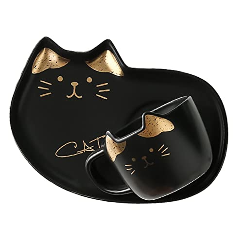 ELAYARD 1 Satz Katzenmotiv Kaffeetasse Set mit Untertasse Keramikbecher für Zuhause und Büro für zu Geburtstagen Jubiläen und Feiertagen ELAYARD 1 Satz Katzenmotiv Kaffeetasse Set mit Untertasse Keramikbecher für Zuhause und Büro für zu Geburtstagen Jubiläen und Feiertagen von ELAYARD
