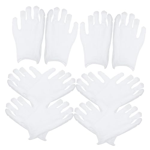 ELAYARD 10 Paare Weiße Hochwertige Baumwollhandschuhe Arbeitshandschuhe Labor Schutzhandschuhe für Schmuckläden Langlebig Komfortabel Wiederverwendbar von ELAYARD