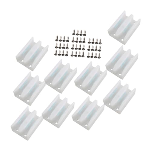 ELAYARD 10 Stück Teiliges Glas schiebetürführung Weiß mit Schrauben Rutschfeste Duschkabinen schiebetür positionierer Stabile Bodenführung für Duschraum Einfache Montage von ELAYARD