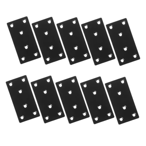 ELAYARD 10 Stück Teiliges Schwarze Flache Metallwinkel Robuste Möbelverbinder Winkelhalter für Holzpfosten Möbel Zaun Regal Stabile Montageplatten von ELAYARD