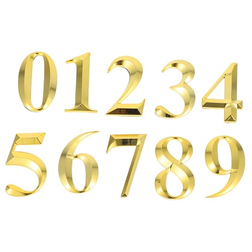 ELAYARD 10 Stück Teiliges Selbstklebende Hausnummern Goldene Witterungsbeständige Adressnummern aus Robustem Kunststoff Sichtbar für Türen Briefkästen Wohnungen und Büros von ELAYARD