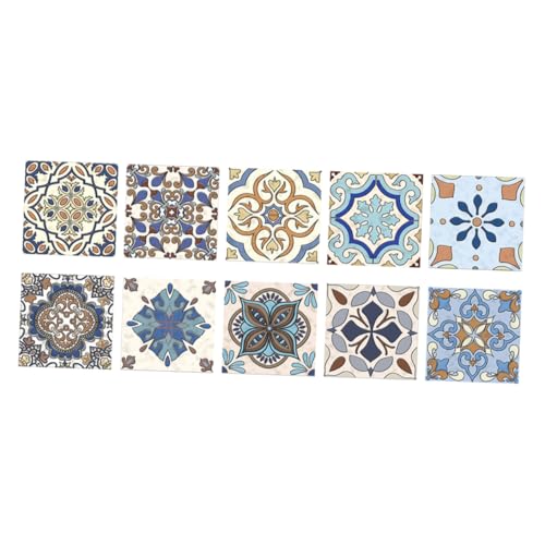 ELAYARD 10 Stück Teiliges Selbstklebende Wasserdichte Fliesenaufkleber PVC mit Vintage muster Dekorative Wand Bodensticker für Küche Bad Wohnzimmer Schlafzimmer Einfache Montage ohne von ELAYARD