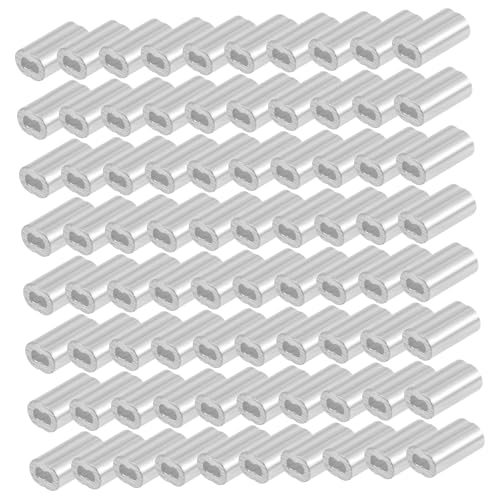 ELAYARD 100 Stück Aluminium Crimphülsen für Drahtseile Doppelöse Leichte und Stabile Kabelpresshülsen Einfach zu Verwenden Robust für Stahlkabelschlaufen Geeignet für Seilbefestigung und von ELAYARD