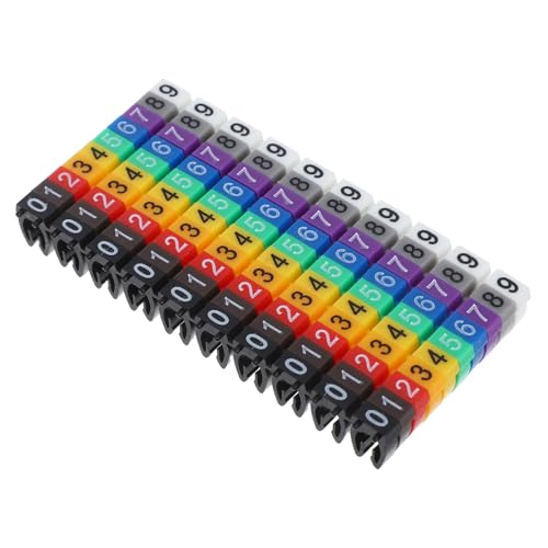 ELAYARD 100 Stück Clip Kabelmarkierer Bunte Drahtnummern Etiketten für Kabel Langlebige Kabeletiketten zur Schnellen Identifikation und Besseren Organisation von ELAYARD