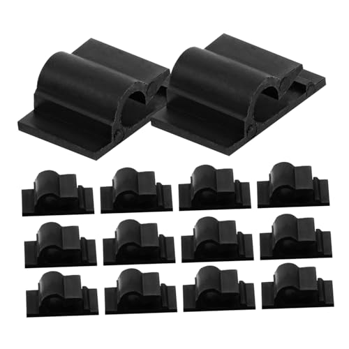 ELAYARD 100Stücke Kabelklemmen Selbstklebend Schwarz Kabelorganisator für Zuhause Büro zur Kabelführung Schreibtisch Wand Hinterlässt Kleberückstand von ELAYARD