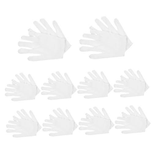 ELAYARD 10Paare Weiche Weiße Baumwollhandschuhe für Schmuckinspektion Münzsammlung Atmungsaktive Dehnbare Staubfreie Schweißresistente Handhabungshandschuhe von ELAYARD
