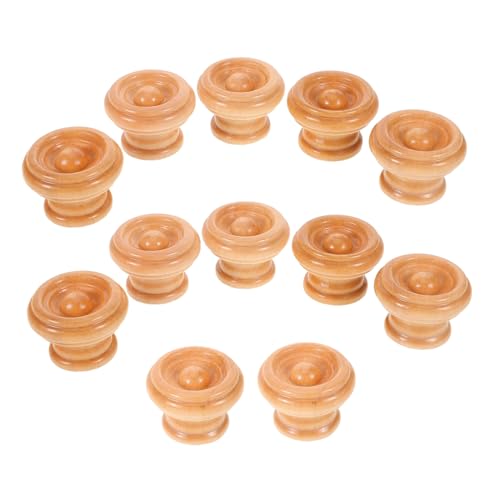 ELAYARD 12 Sätze Runde Holzgriffe für Schränke und Einzelnes Loch Inklusive Schrauben Robuste Schrankgriffe für Küche Schlafzimmer und Möbel Glatte Oberfläche Modernes Design von ELAYARD
