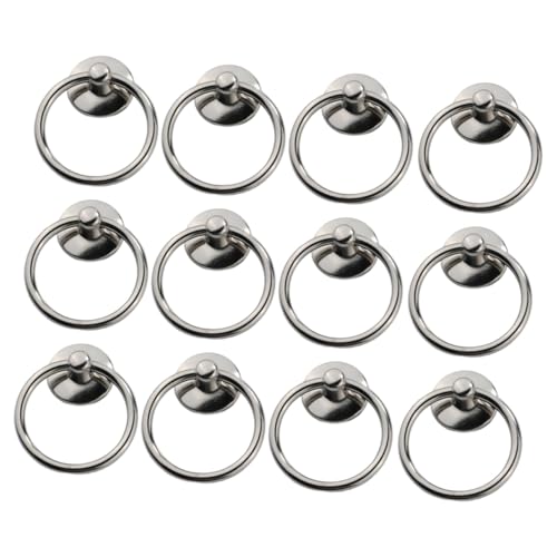 ELAYARD 12 Stück Runde Möbelgriffe aus Zinklegierung und Eisen Silberfarbene Schrankknöpfe mit Einzelbohrung Retro Ring Griff für Kommode Schublade Kleiderschrank Einfache Montage von ELAYARD