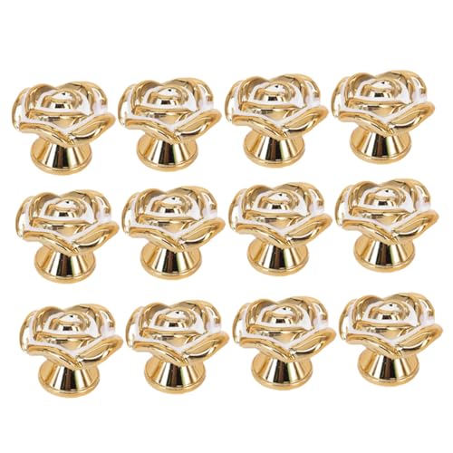 ELAYARD 15 Stück Teiliges Roseförmige Möbelknöpfe in Roségold Kunststoff Schrankgriffe für Schränke Kleiderschränke Einfache Montage Elegantes Design für Möbel Türrenovierung von ELAYARD