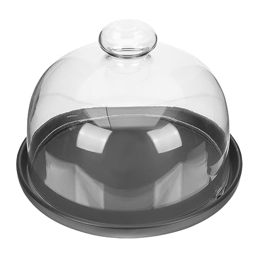 ELAYARD 1Satz Klarer Kuchenserver mit Glasabdeckung Schwarzer Keramikteller für Obst und Desserts für Hochzeiten und Partys Leicht zu Reinigen Langlebig und Elegant von ELAYARD