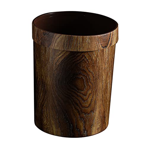 ELAYARD 1Stück Retro Holzoptik Mülleimer aus Langlebigem Material für Küche Schlafzimmer Handschonend Kompakt Leicht Perfektes Einweihungsgeschenk von ELAYARD