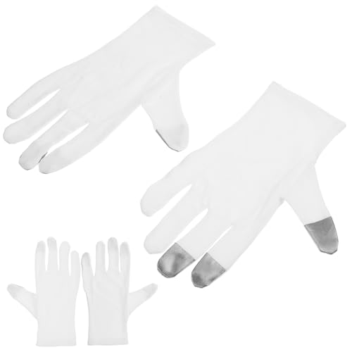 ELAYARD 2 Paare Dünne Weiße Baumwoll Handschuhe mit Touchscreen Funktion Elastische Garten und Arbeitshandschuhe Atmungsaktiv Komfortabel für Damen und Herren von ELAYARD