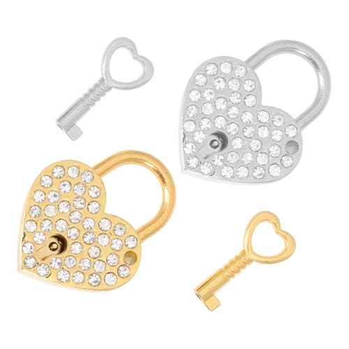 ELAYARD 2 Sets Herzförmiges Vorhängeschloss Herz Vorhängeschloss Mit Schlüssel Herzschloss Modische Liebesschlösser Herzförmiges Schloss Vintage Liebesschloss von ELAYARD