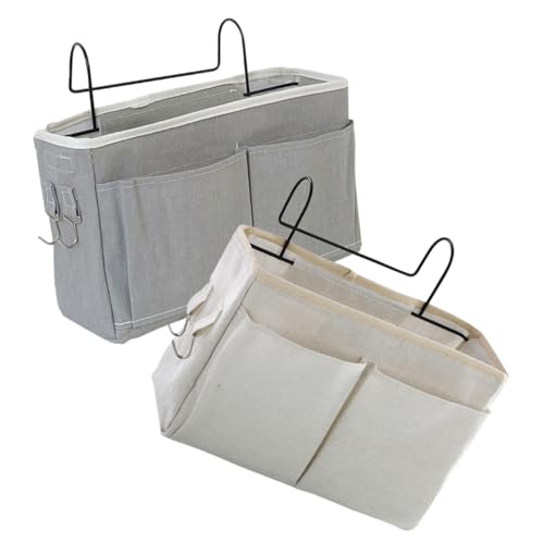 ELAYARD 2 Stück Bett Organizer Hängend Bedside Bag Stofftasche Mehrfächer Großer Stauraum Für Hochschulzimmer Babybett Pflegebett Praktisch Und Stabil von ELAYARD