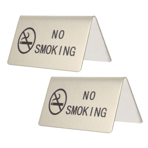 ELAYARD 2 Stück Edelstahl No Smoking Schild Tischaufsteller mit Klarem Druck Modernes Rauchverbotsschild für Büro Restaurant und Hotel Sichtbares Verbotssymbol Langlebig und Stilvoll von ELAYARD