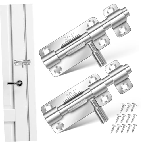 ELAYARD 2 Stück Edelstahl Schiebetür Riegelschloss mit Schlossloch für Vorhängeschloss Wetterfester Türriegel für Türen Gartentore und Badezimmer Langlebiger Bolzenriegel mit ELAYARD 2 Stück Edelstahl Schiebetür Riegelschloss mit Schlossloch für Vorhängeschloss Wetterfester Türriegel für Türen Gartentore und Badezimmer Langlebiger Bolzenriegel mit von ELAYARD