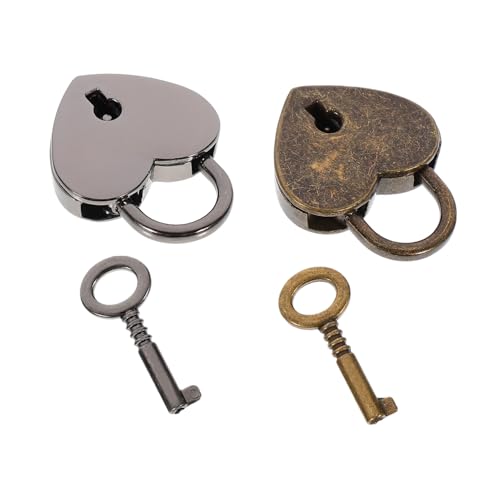 ELAYARD 2 Stück Herzförmiges Liebesschloss aus Umweltfreundlicher Robust Rostfrei als Wunschschloss für Koffer Schränke Tagebücher Kleines Vorhängeschloss von ELAYARD