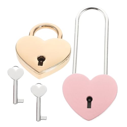 ELAYARD 2 Stück Herzförmiges Vorhängeschloss Leichtes Gepäck Tagebuchschloss Kompakt Für Reisetaschen Schmuckboxen Valentinstagsgeschenk Rosa Hellgold ELAYARD 2 Stück Herzförmiges Vorhängeschloss Leichtes Gepäck Tagebuchschloss Kompakt Für Reisetaschen Schmuckboxen Valentinstagsgeschenk Rosa Hellgold von ELAYARD