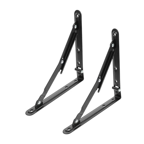 ELAYARD 2 Stück Klappbare Wand Regalträger Schwarz Schwerlast Winkelstützen für Faltbare Ablagen und DIY Ablagen Platzsparend Vielseitig Einsetzbar für Büro Küche Werkstatt Wohnzimmer von ELAYARD